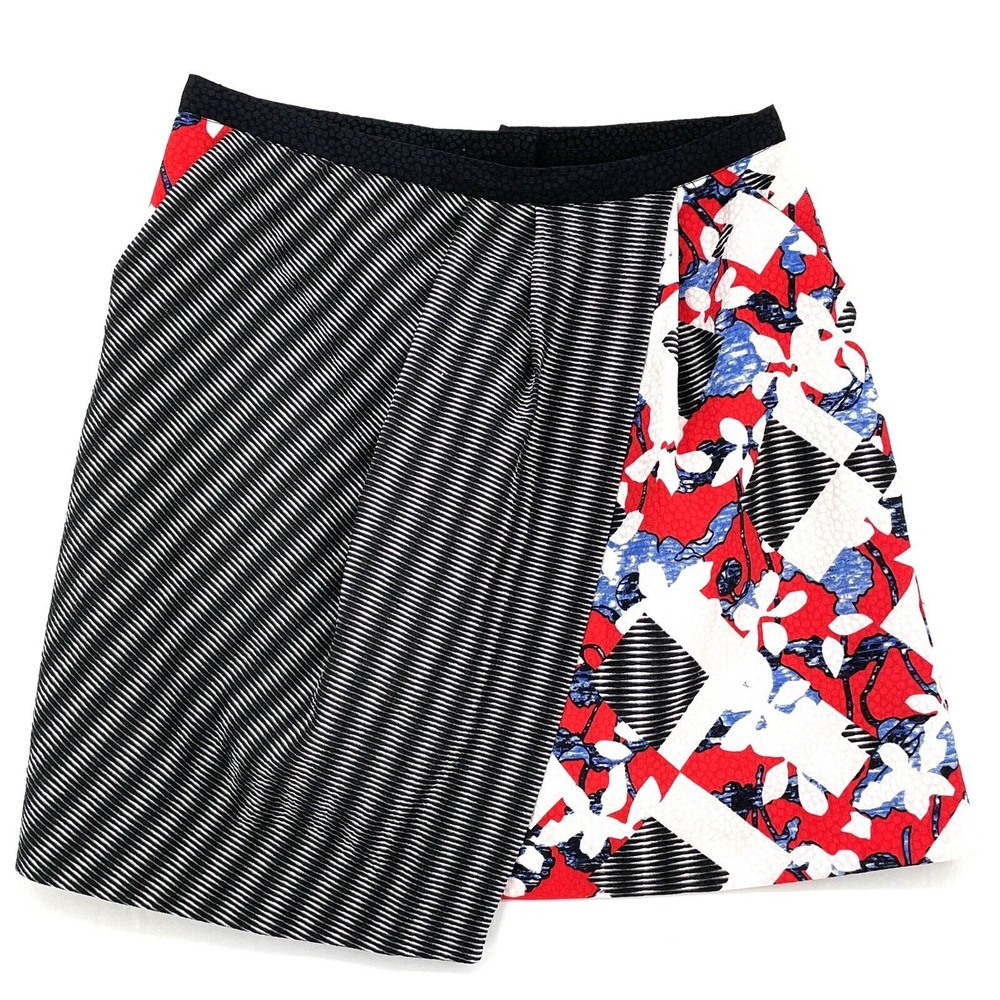 Peter Pilotto For Target Mini Skirt Abstract Wrap Effect Black Red Size 8